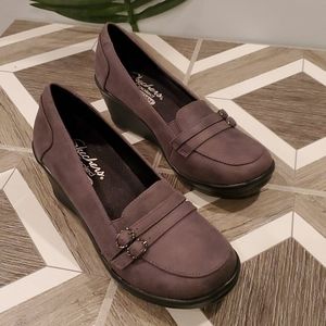 SKECHERS Air-Cooled Sz 7.5 Brown Wedge Heels Shoes